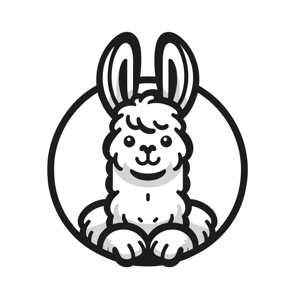 das Logo des Falschen Hasen: ein Lama mit Hasenohren